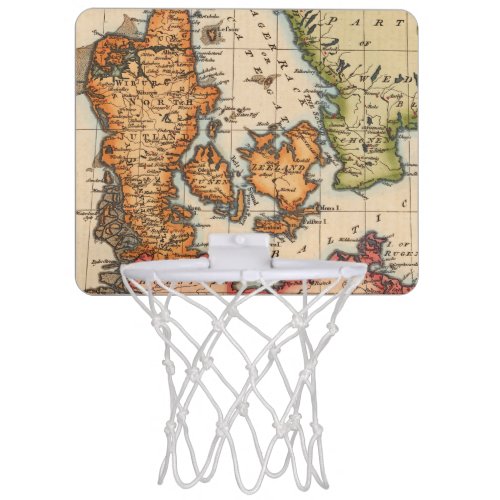 Antique Old Map Inspired 10 Mini Basketball Hoop