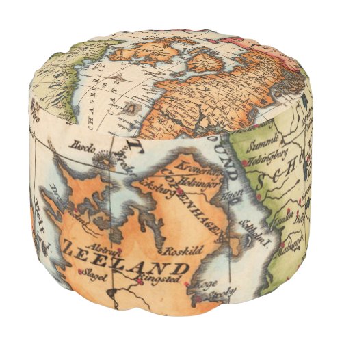 Antique Old Map Inspired 10 Pouf