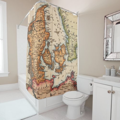 Antique Old Map Inspired 10 Shower Curtain