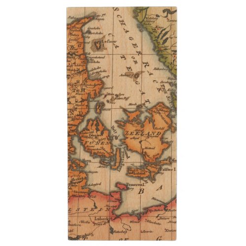 Antique Old Map Inspired 10 Wood Flash Drive