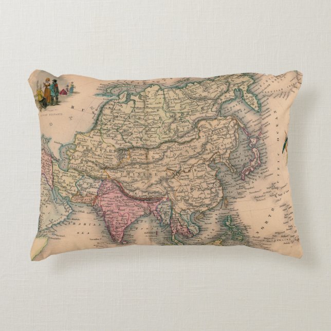 Antique Old Map Inspired (11) Accent Pillow (Front)