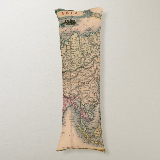 Antique Old Map Inspired (11) Body Pillow (Front Vertical)