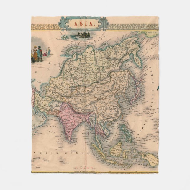 Antique Old Map Inspired (11) Fleece Blanket (Front)