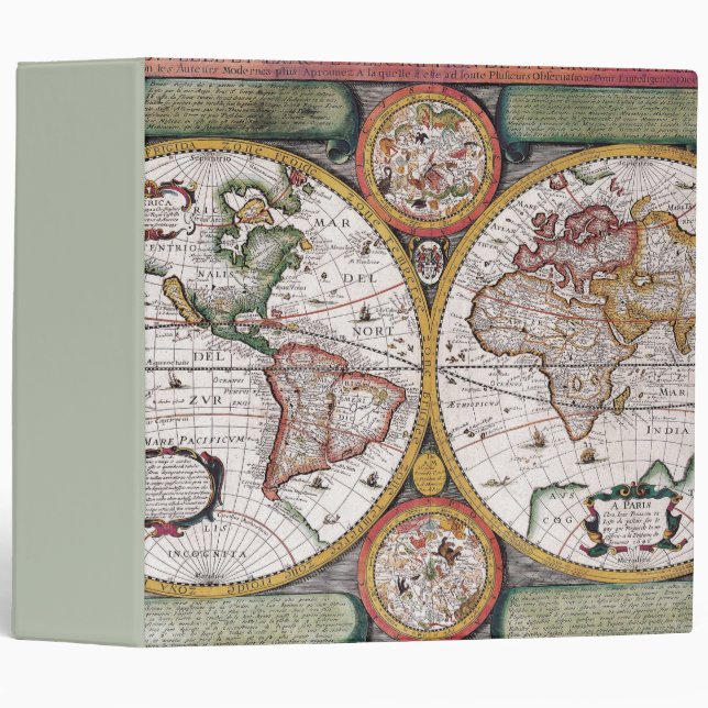Antique Old Map Inspired (12) 3 Ring Binder (Front/Spine)