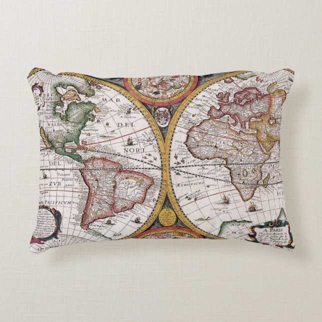 Antique Old Map Inspired (12) Accent Pillow (Front)