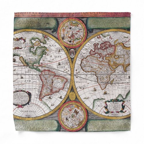 Antique Old Map Inspired 12 Bandana