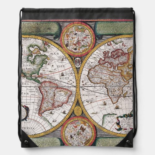 Antique Old Map Inspired 12 Drawstring Bag