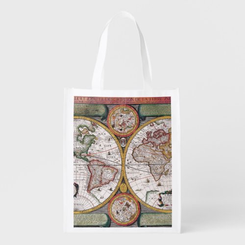 Antique Old Map Inspired 12 Grocery Bag
