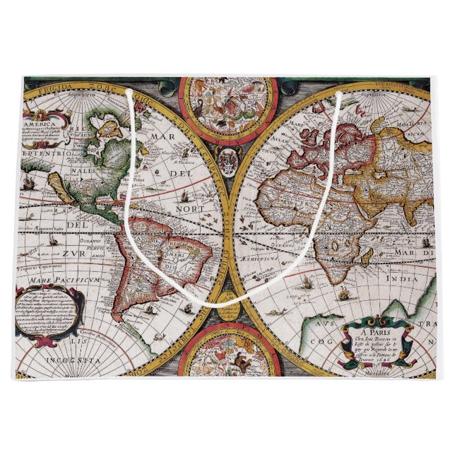 Antique Old Map Inspired (12) Large Gift Bag (Front)