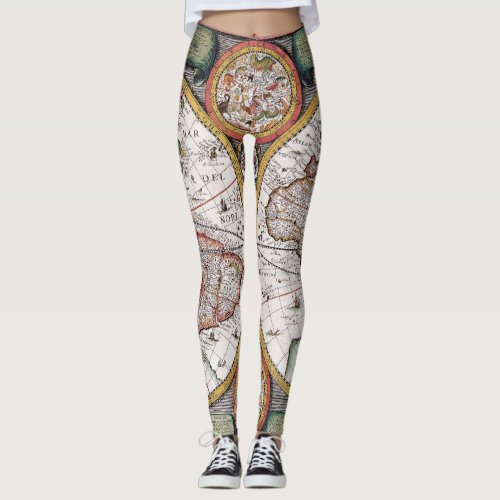 Antique Old Map Inspired 12 Leggings