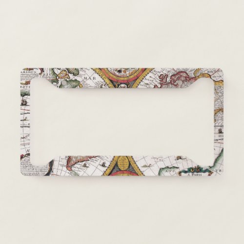 Antique Old Map Inspired 12 License Plate Frame