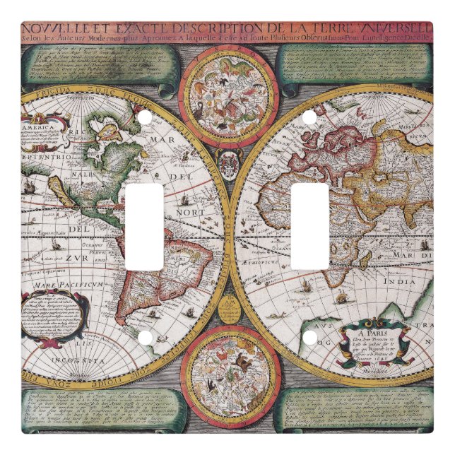 Antique Old Map Inspired (12) Light Switch Cover (Front)