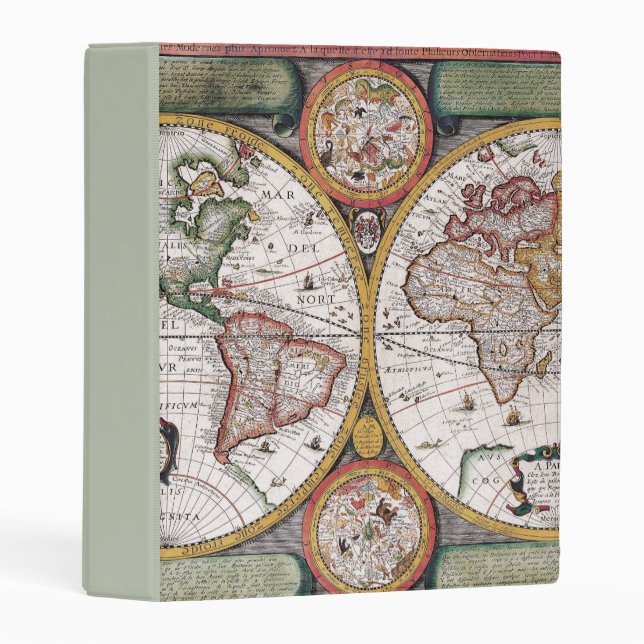 Antique Old Map Inspired (12) Mini Binder (Front/Spine)