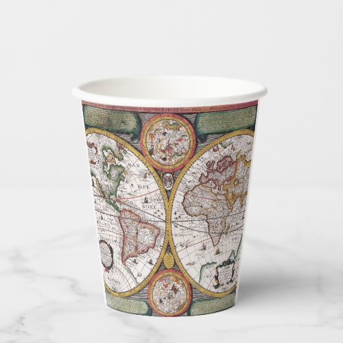 Antique Old Map Inspired 12 Paper Cups