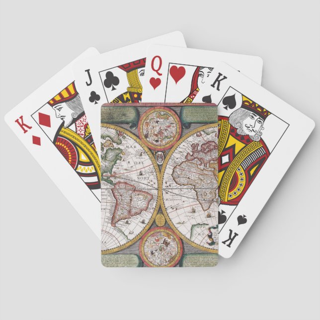 Antique Old Map Inspired (12) Poker Cards (Back)