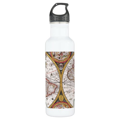 Antique Old Map Inspired 12 Stainless Steel Water Bottle