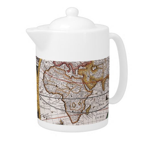 Antique Old Map Inspired 12 Teapot