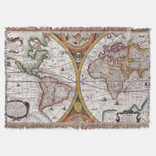 Antique Old Map Inspired (12) Throw Blanket
