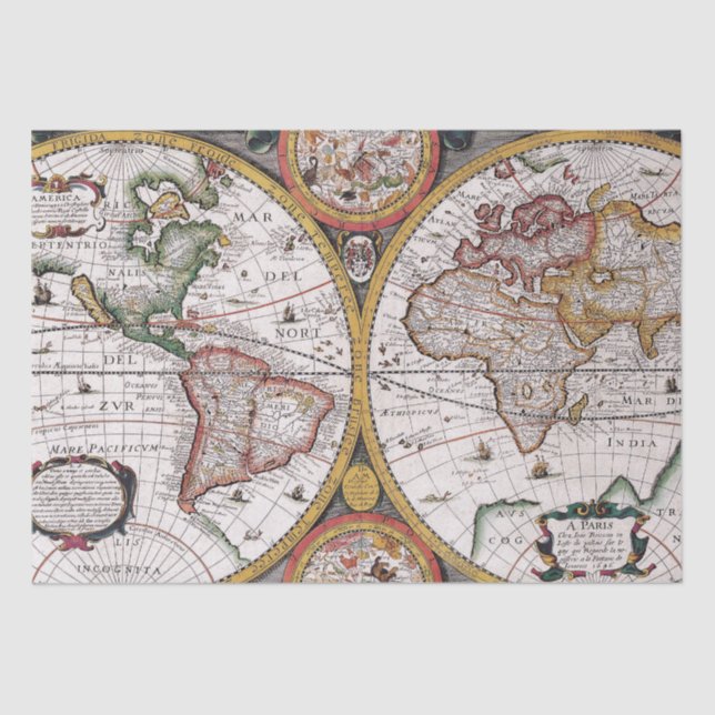 Antique Old Map Inspired (12) Tissue Paper (Front)