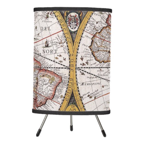 Antique Old Map Inspired 12 Tripod Lamp