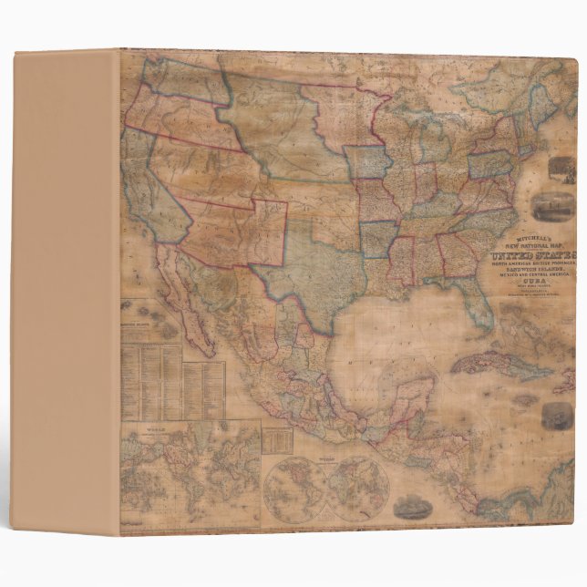 Antique Old Map Inspired (13) 3 Ring Binder (Front/Spine)