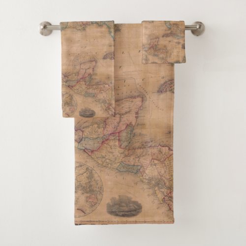 Antique Old Map Inspired 13 Bath Towel Set