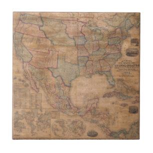 Antique Old Map Inspired (13) Ceramic Tile