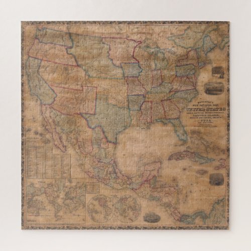 Antique Old Map Inspired 13 Jigsaw Puzzle