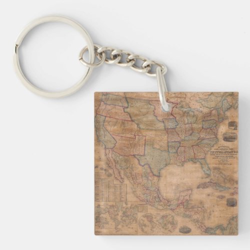 Antique Old Map Inspired 13 Keychain