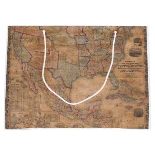 Antique Old Map Inspired 13 Large Gift Bag
