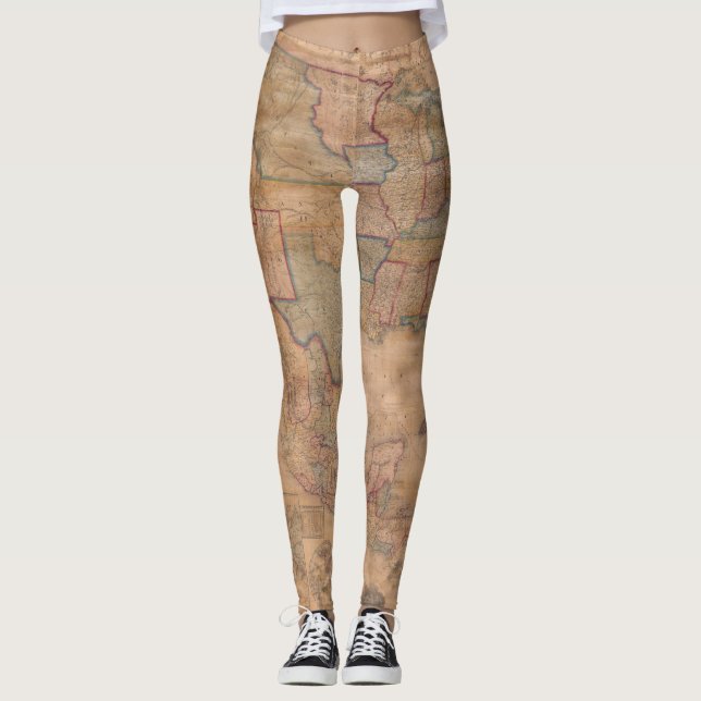 Antique Old Map Inspired (13) Leggings (Front)