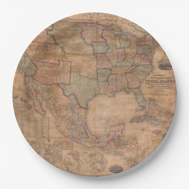 Antique Old Map Inspired (13) Paper Plates (Front)