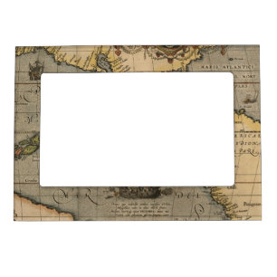 Antique Old Map Inspired (14) Luggage Tag Magnetic Frame