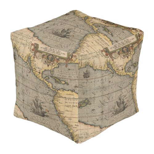 Antique Old Map Inspired 14 Luggage Tag Pouf