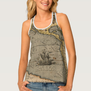 Antique Old Map Inspired (14) Luggage Tag Tank Top