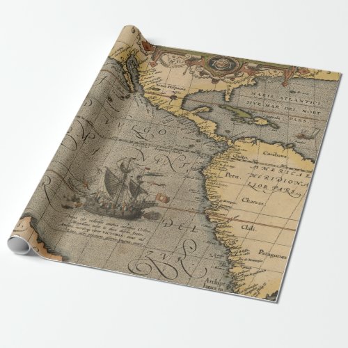 Antique Old Map Inspired 14 Luggage Tag Wrapping Paper