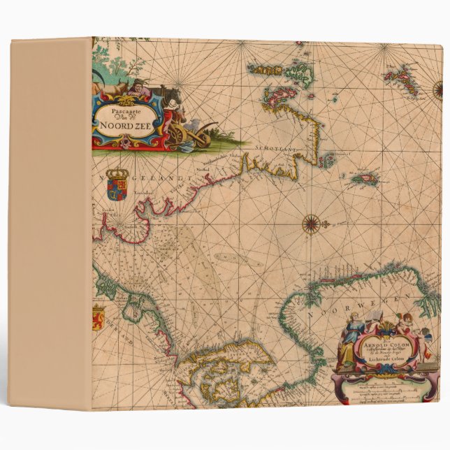 Antique Old Map Inspired (1) 3 Ring Binder (Front/Spine)