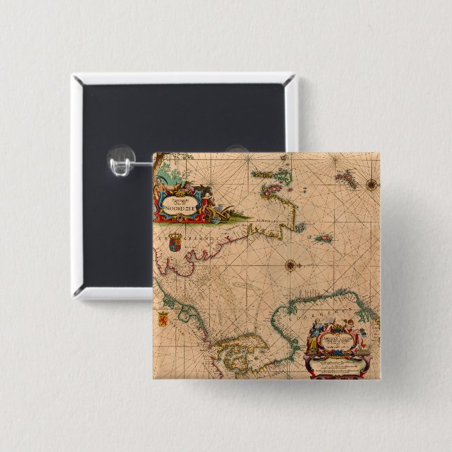 Antique Old Map Inspired (1) Button (Front & Back)