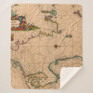 Antique Old Map Inspired (1) Sherpa Blanket