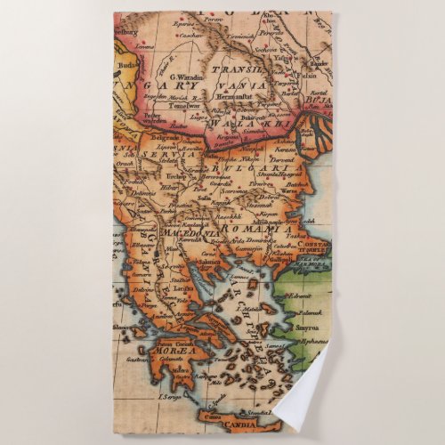 Antique Old Map Inspired 2 Beach Towel