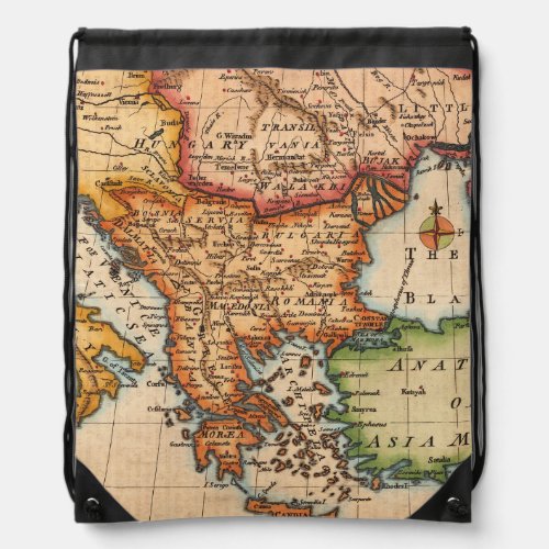 Antique Old Map Inspired 2 Drawstring Bag