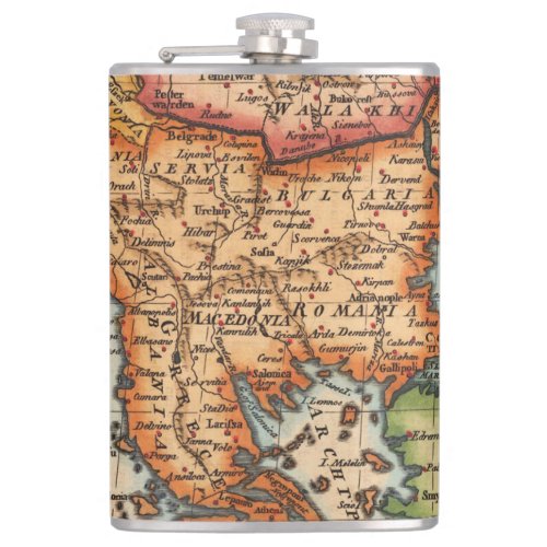 Antique Old Map Inspired 2 Flask