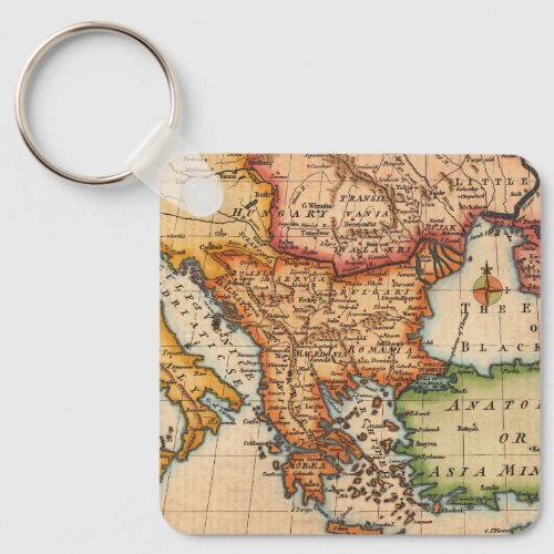 Antique Old Map Inspired 2 Keychain