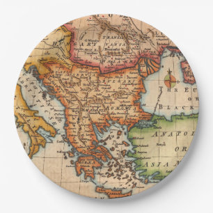 Antique Old Map Inspired (2) Paper Plates