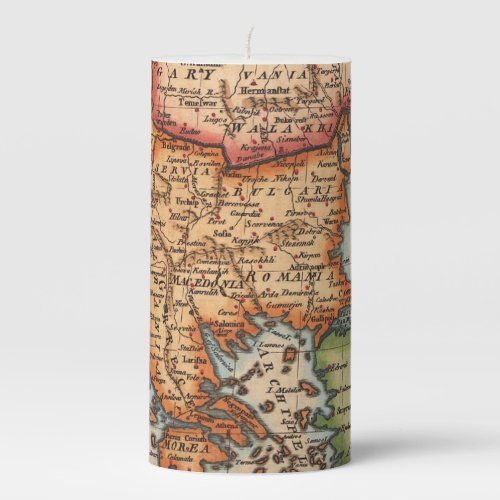 Antique Old Map Inspired 2 Pillar Candle