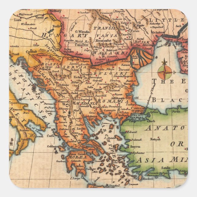 Antique Old Map Inspired (2) Square Sticker (Front)
