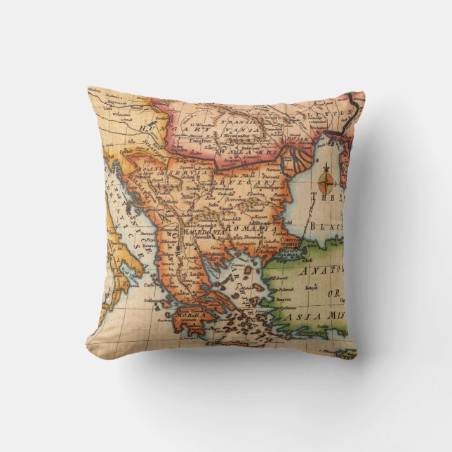 Antique Old Map Inspired (2) Throw Pillow (Front)