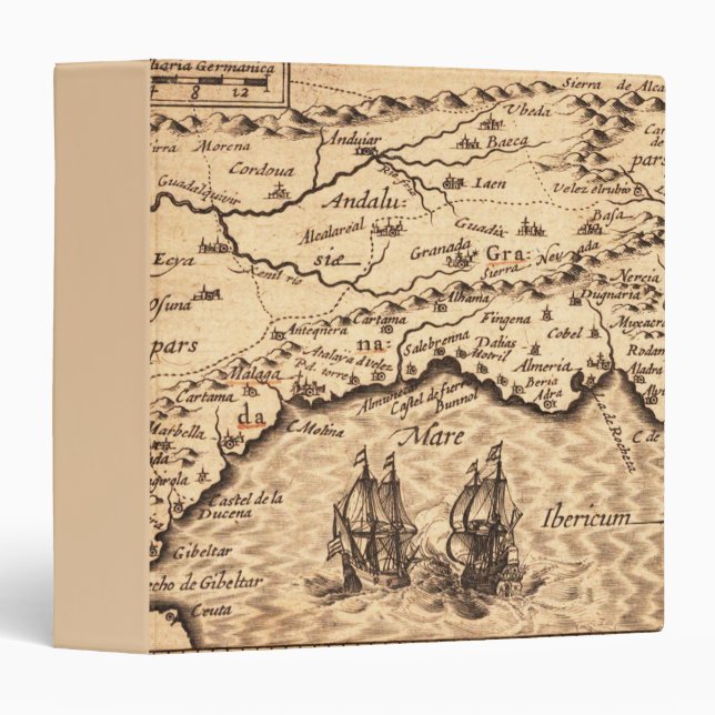 Antique Old Map Inspired (3) 3 Ring Binder (Front/Spine)