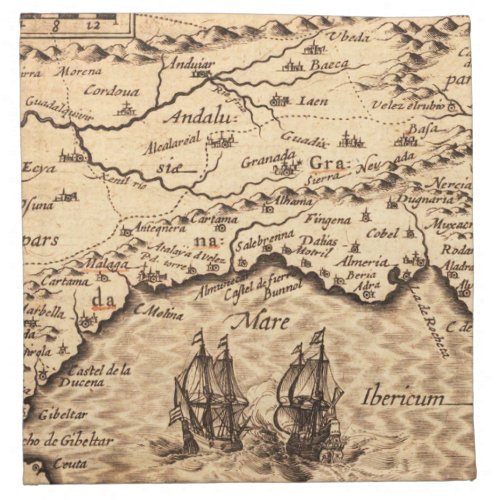 Antique Old Map Inspired 3 Cloth Napkin
