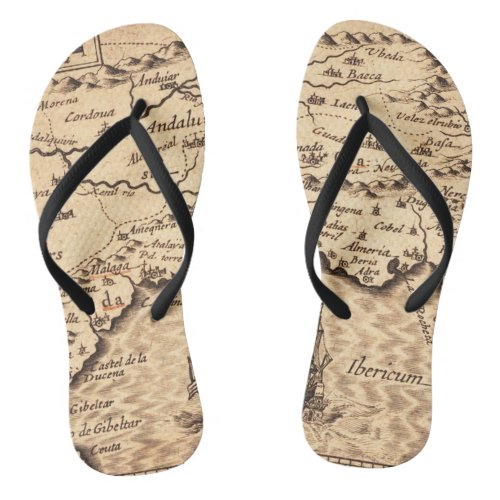 Antique Old Map Inspired 3 Flip Flops